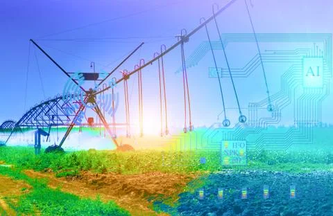 The artificial irrigation system of the future determines the degree of irrig Stock Photos