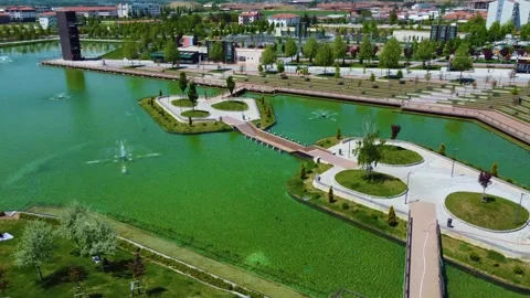 Artificial Islands on a Pond Stock Footage 247956418