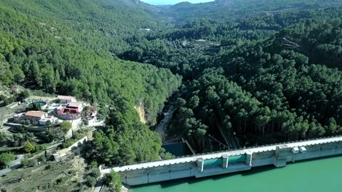 Artificial Lake, dam and forest Video stock 147927955
