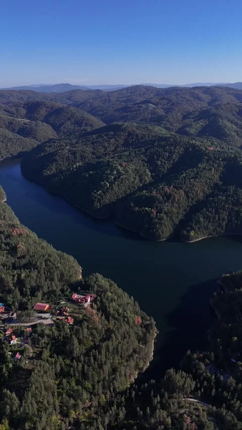 Artificial lake drone view Stock Footage 293129875