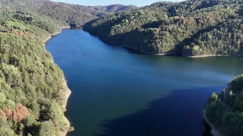 Artificial lake drone view Stock Footage 293129900