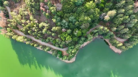 Artificial lake high in the mountains Stock Footage 328544692