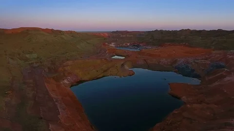 Artificial lake in a waste mine. Environmental pollution. Ecological problem Video stock 74214359