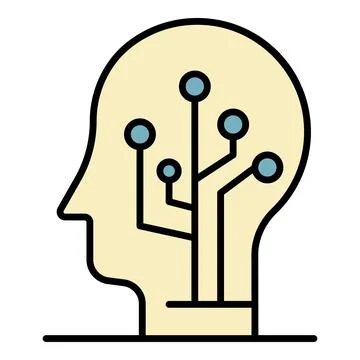 Artificial learning icon color outline vector Stock Illustration
