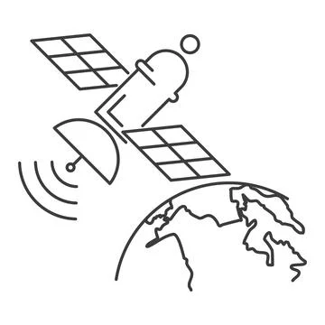 Artificial manmade satellite orbits earth Stock Illustration