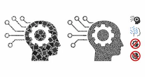 Artificial mind Composition Icon of Ragged Elements Stock Illustration