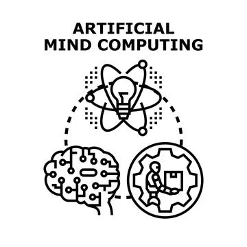 Artificial mind computing concept vector illustration Stock Illustration