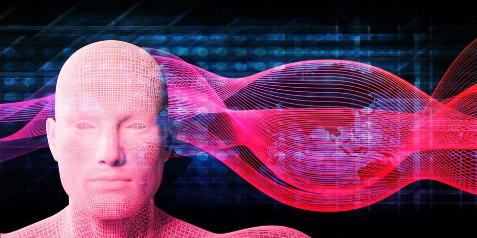 Artificial Mind Construction Presenting Cognitive Computing Framework Stock Illustration