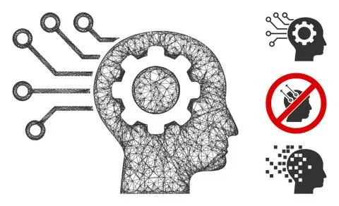 Artificial Mind Polygonal Web Vector Mesh Illustration Stock Illustration