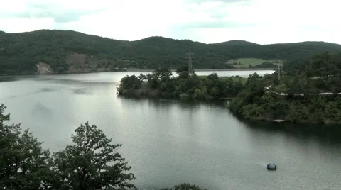 Artificial mountain lake Vídeo Stock 64356498