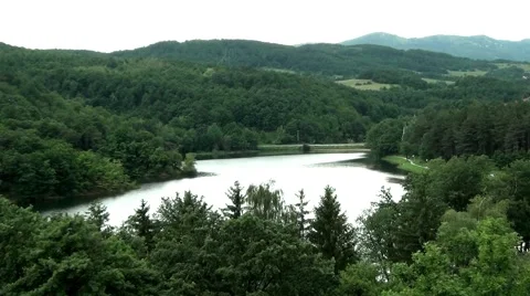 Artificial mountain lake Vídeo Stock 64356574