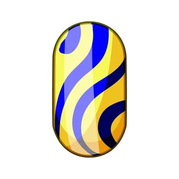 Artificial nail displaying abstract yellow blue pattern Illustrazione stock