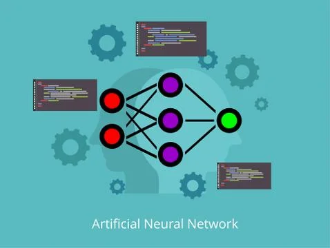 Artificial neural network abstract concept illustration. Deep learning. Data  Illustrazione stock