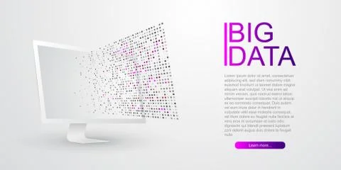 Artificial neural network and deep learning. Data coming out of the computer Illustrazione stock