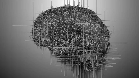 Artificial neural network brain simulation algorithm 3D render Stock-Footage 114852760