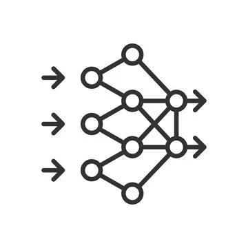 Artificial neural network, icon in line design. Artificial, neural, network, AI Stock Illustration