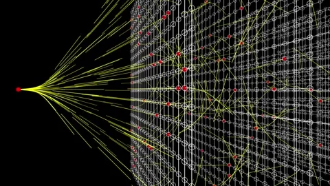 Artificial Neural Network Model Simulating Deep Learning Data Process. Stock Footage 337129775