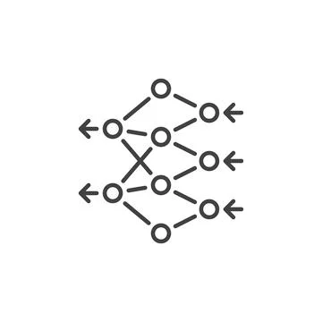 Artificial Neural Network vector concept line icon or symbol Stock Illustration