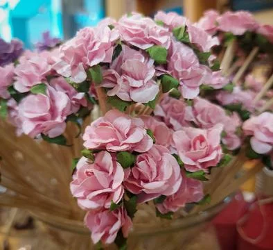 Artificial pink flowers Stock Photos