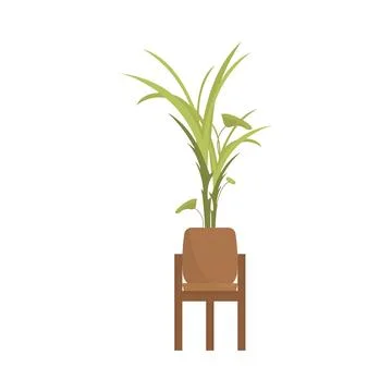 Artificial plant in a brown pot. Isolated. Flat style. Stock Illustration
