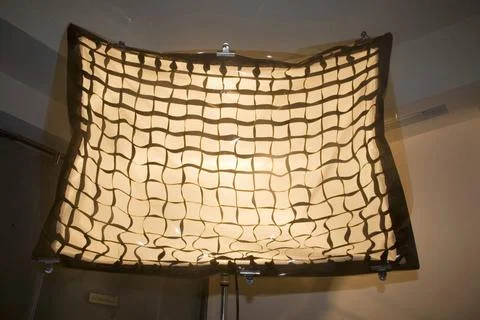 Artificial professional cine soft box light covered black squares effect P... Stock Photos