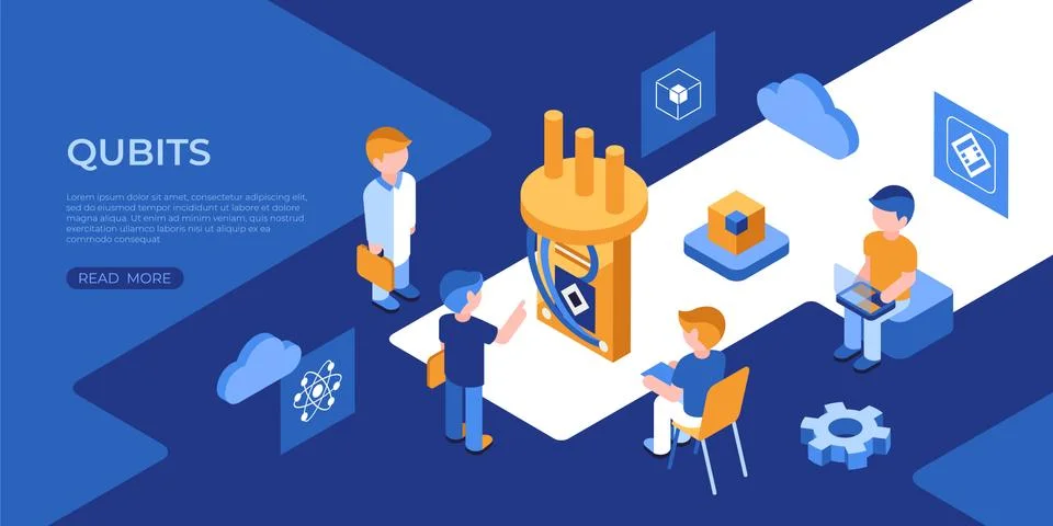 Artificial quantum computing and qubits Stock Illustration