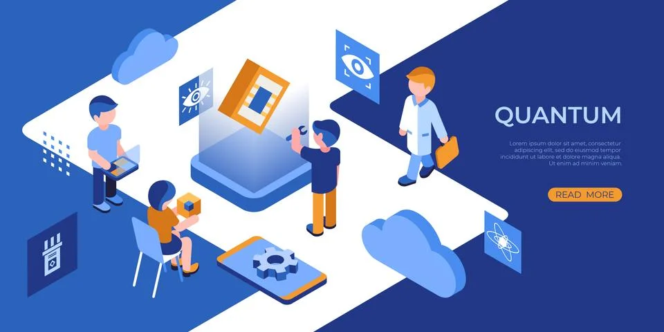 Artificial quantum computing and qubits Stock Illustration