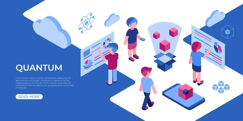 Artificial quantum computing technology Stock Illustration