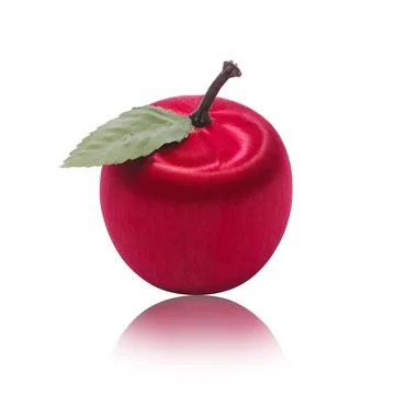 Artificial red apple with leaf isolated on white Stock Photos