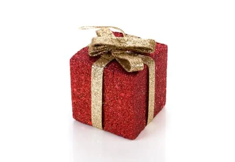 Artificial red gift box Stock Photos