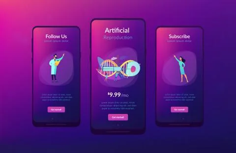 Artificial reproduction app interface template. Illustrazione stock