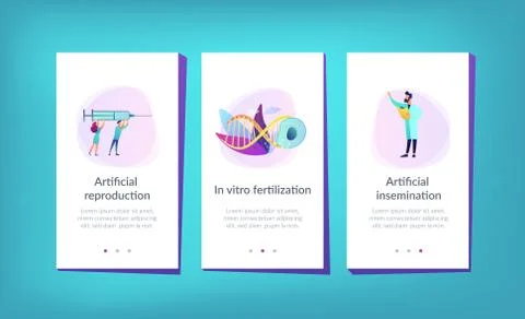 Artificial reproduction app interface template. Illustrazione stock