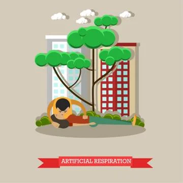 Artificial respiration vector illustration in flat style Illustrazione stock