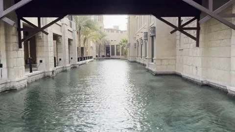 Artificial river in dubai souk al madinat jumeirah  Stock Footage 233857244