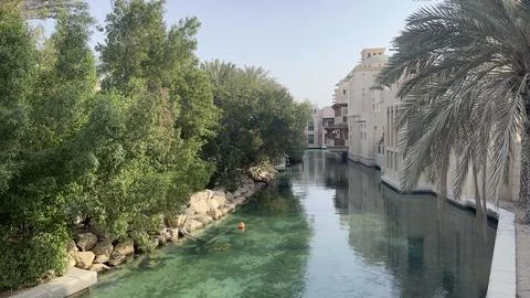 Artificial river in dubai souk al madinat jumeirah  Stock Photos