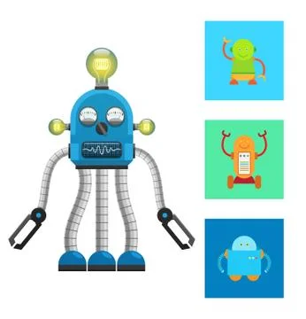 Artificial Robot and Creatures Vector Illustration Stock Illustration