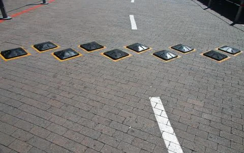 Artificial roughness element of forced speed reduction of vehicles Stock-Fotos