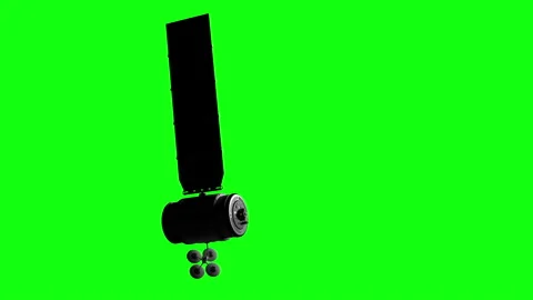 Artificial satellite flying in the darkness of space. animation on a green ba Stock Footage 159639029