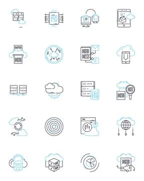 Artificial service linear icons set. Automation, Digitalization, Intelligence Stock Illustration
