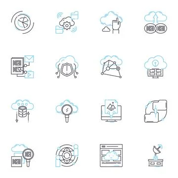 Artificial service linear icons set. Automation, Digitalization, Intelligence Stock Illustration
