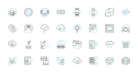 Artificial service linear icons set. Automation, Digitalization, Intelligence Stock Illustration