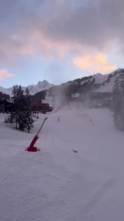 Artificial Snow making machine, snow cannon or snow gun Stock Footage 337246977
