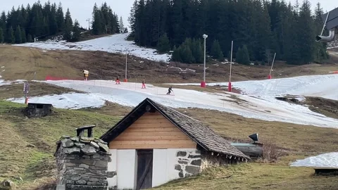 Artificial snow making machine winter sports Stock Footage 255127539