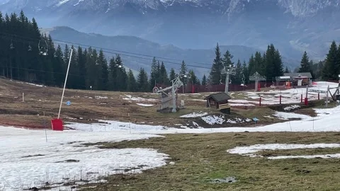 Artificial snow making machine winter sports Stock Footage 288633367