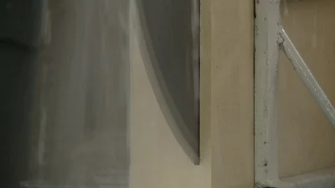 Artificial stone is cut with a circular saw very close up Stock-Footage 72451259