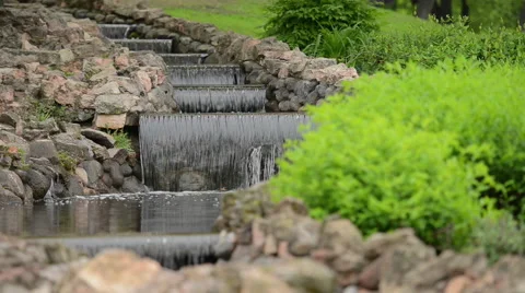 Artificial Stream Steps in a Park Stock Footage 60674243