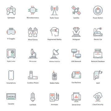Artificial Technology Flat Icons Pack イラスト素材