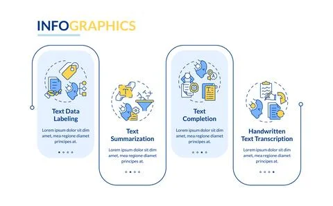 Artificial text summarization rectangle infographic template Stock Illustration
