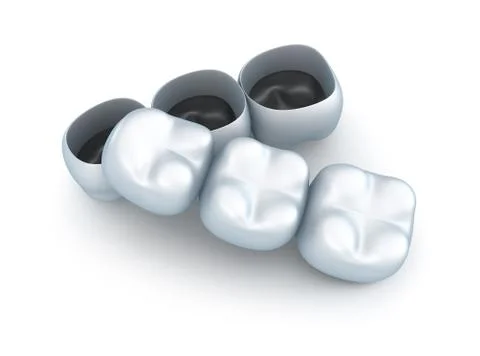 Artificial tooth crowns. Stock Illustration