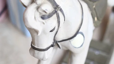Artificial toy horse in studio close up Video stock 101096649